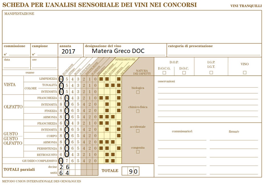 Scheda OIV Matera Greco DOC San Basile