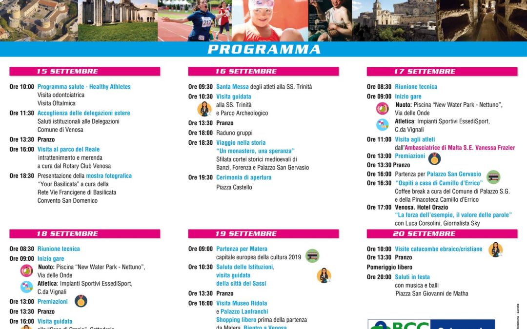 Dal 15 settembre a Venosa “Change the game” con gli atleti di Special Olympics