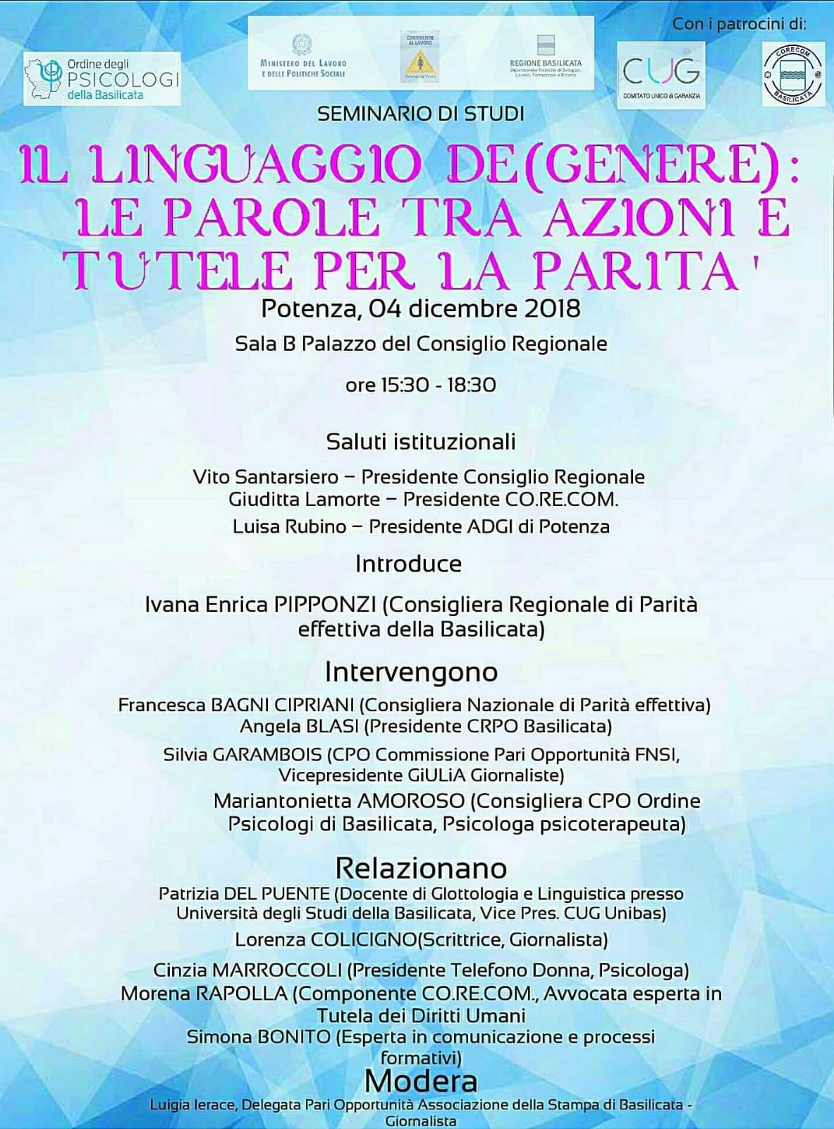IL LINGUAGGIO (DE)GENERE: LE PAROLE TRA AZIONI E TUTELE PER LA PARITA'.