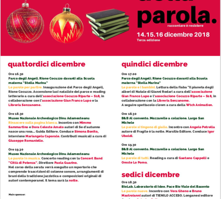 14, 15 e 16 dicembre – terza edizione della “Festa della parola”