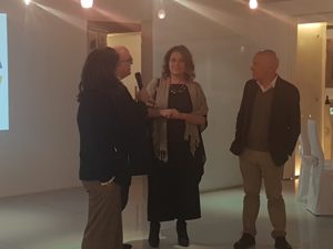MarioSechi, Lucia Serino, Claudio Velardi. Di spalle Clara Sanna, Coordinatrice del progetto Orizzonti  (ph.L. Calza)