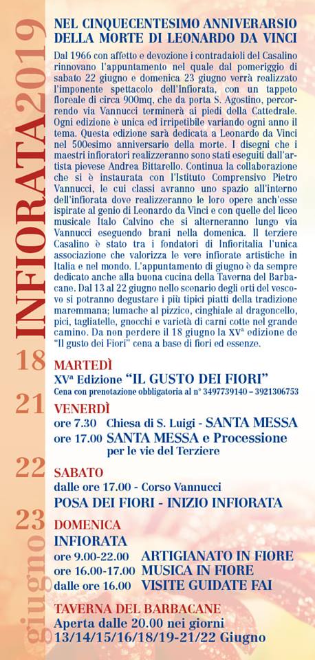 Programma Infiorata San Luigi Gonzaga 2019