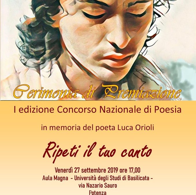 27 settembre a Potenza la premiazione del Concorso Nazionale di Poesia “Ripeti il tuo canto”