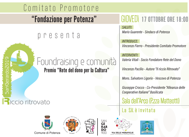 17 Ottobre a Potenza PREMIO NAZIONALE “RETE DEL DONO”